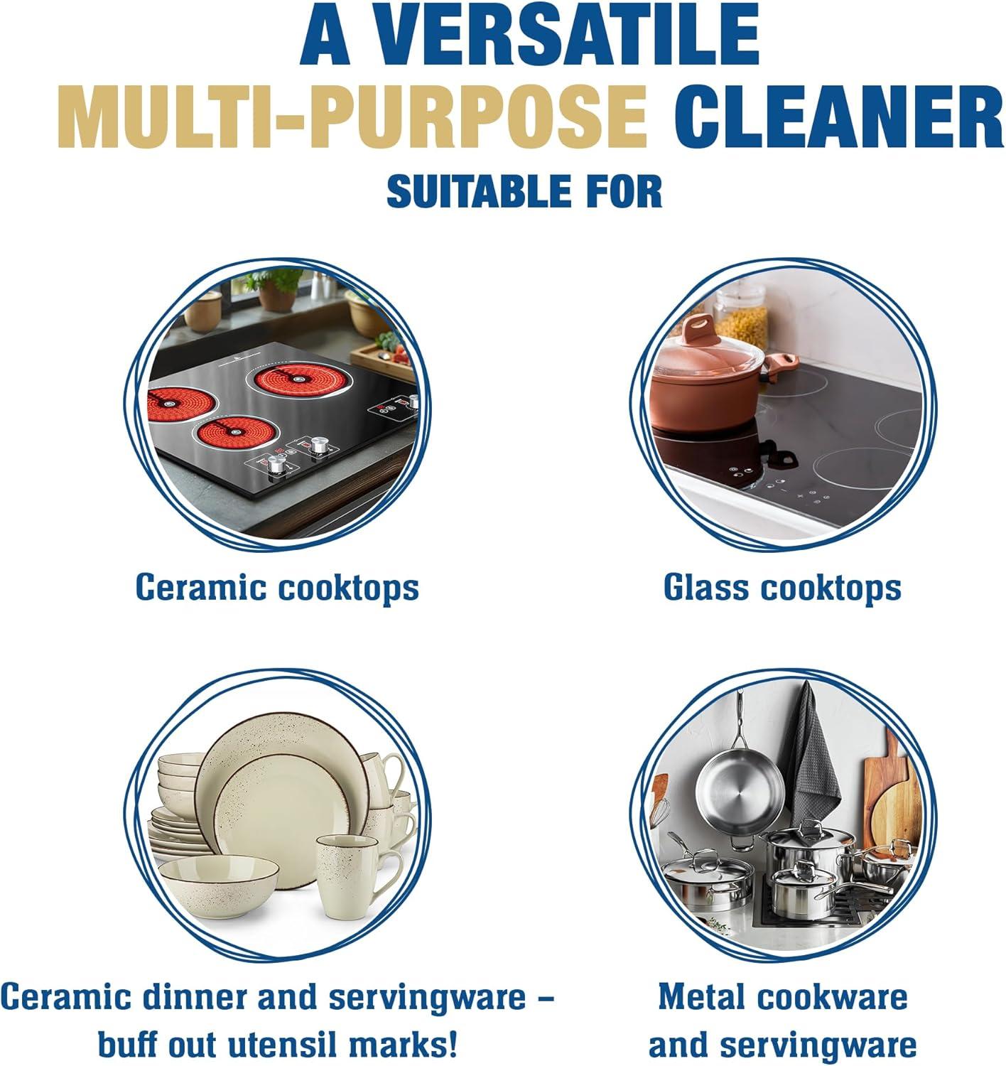 image:imageBar Keepers Friend Cooktop Cleaner 2 x13 oz Scraper Multipurpose Liquid Stovetop Cleanser Safe for Use on Glass amp Ceramic Cooking Surfaces Copper Brass Chrome Stainless Steel amp Porcelain