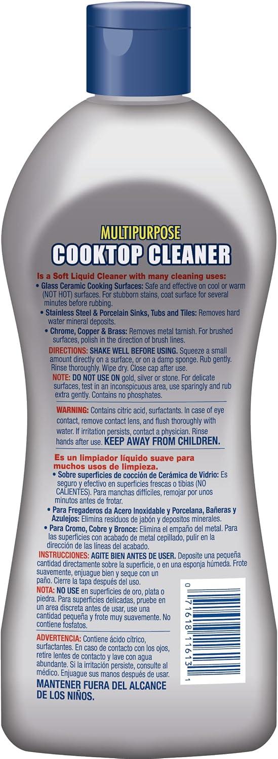 image:imageBar Keepers Friend Cooktop Cleaner 2 x13 oz Scraper Multipurpose Liquid Stovetop Cleanser Safe for Use on Glass amp Ceramic Cooking Surfaces Copper Brass Chrome Stainless Steel amp Porcelain