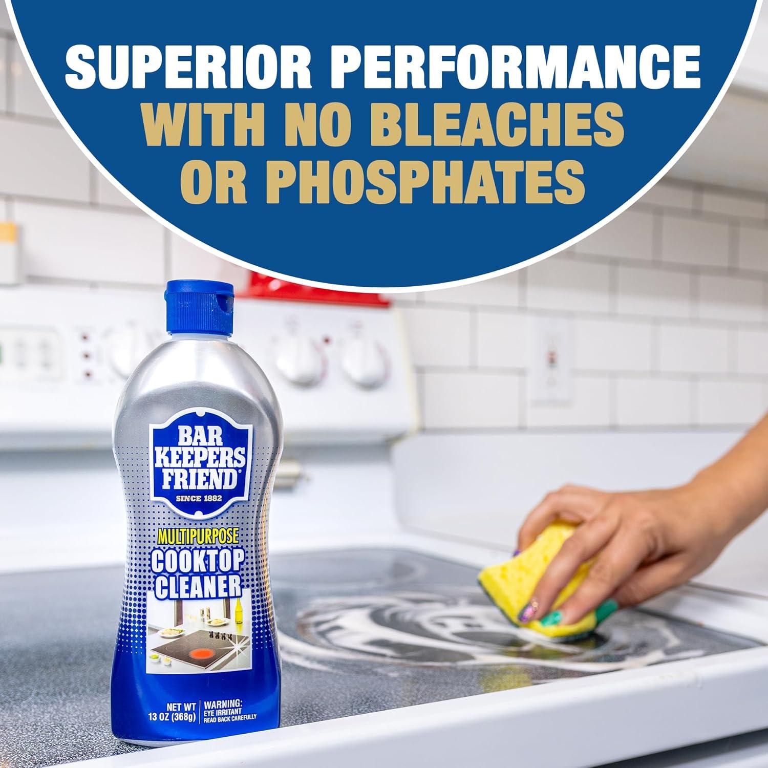 image:imageBar Keepers Friend Cooktop Cleaner 2 x13 oz Scraper Multipurpose Liquid Stovetop Cleanser Safe for Use on Glass amp Ceramic Cooking Surfaces Copper Brass Chrome Stainless Steel amp Porcelain