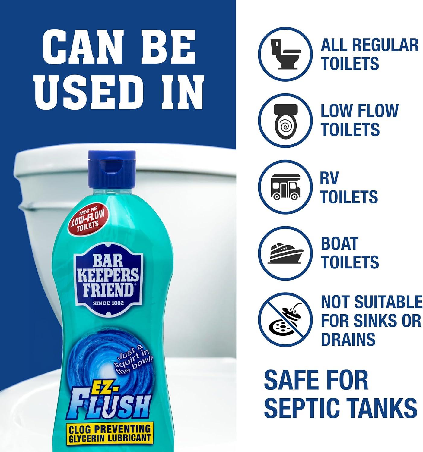 image:imageBar Keepers Friend EZFlush Liquid Toilet Flushing Aid 2 x 12 Oz Helps Prevent Clogging Odor Residue in Regular LowFlow Boat amp RV Toilets