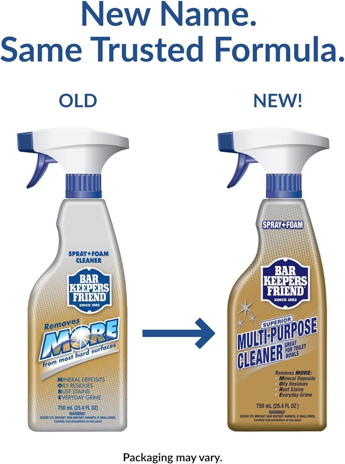 image:imageBar Keepers Friend Soft Cleanser 26 oz MORE Spray Foam 254 oz Multipurpose Cleaner Bundle Stain amp Rust Remover for Multi Surface Bathroom Kitchen amp Outdoor Cleaning127 Fl Oz Pack of 2