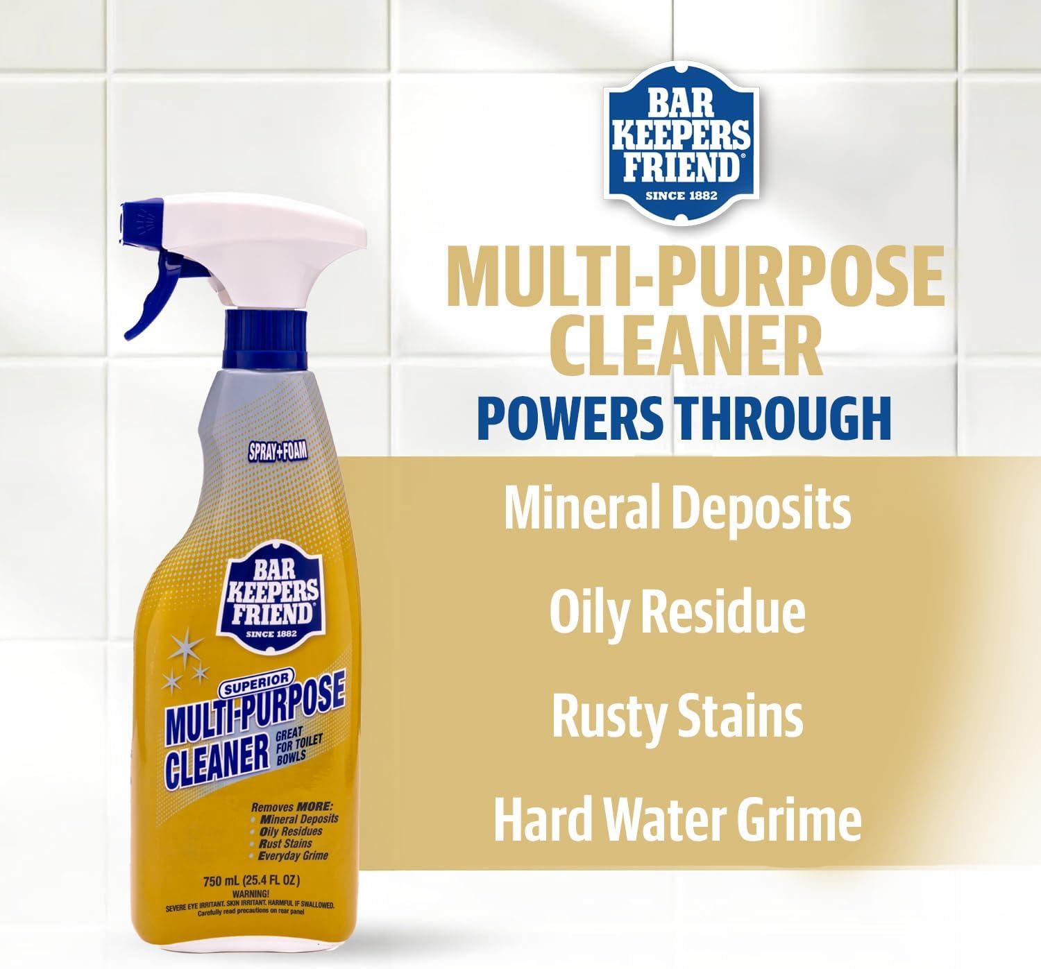 image:imageBar Keepers Friend Soft Cleanser 26 oz MORE Spray Foam 254 oz Multipurpose Cleaner Bundle Stain amp Rust Remover for Multi Surface Bathroom Kitchen amp Outdoor Cleaning127 Fl Oz Pack of 2
