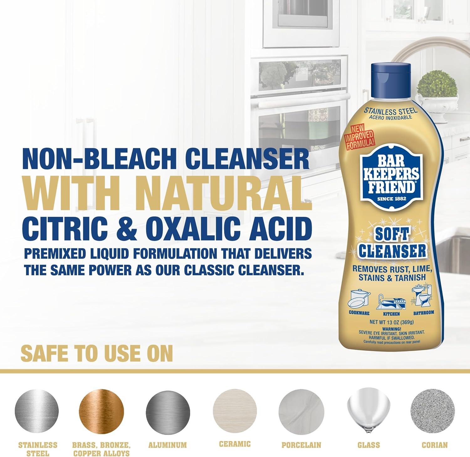 image:imageBar Keepers Friend Soft Cleanser 26 oz MORE Spray Foam 254 oz Multipurpose Cleaner Bundle Stain amp Rust Remover for Multi Surface Bathroom Kitchen amp Outdoor Cleaning127 Fl Oz Pack of 2