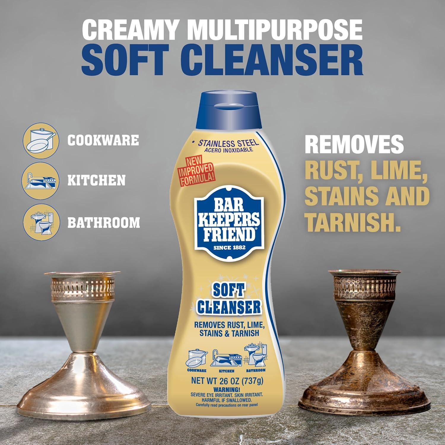 image:imageBar Keepers Friend Soft Cleanser 26 oz MORE Spray Foam 254 oz Multipurpose Cleaner Bundle Stain amp Rust Remover for Multi Surface Bathroom Kitchen amp Outdoor Cleaning26 oz Pack of 2