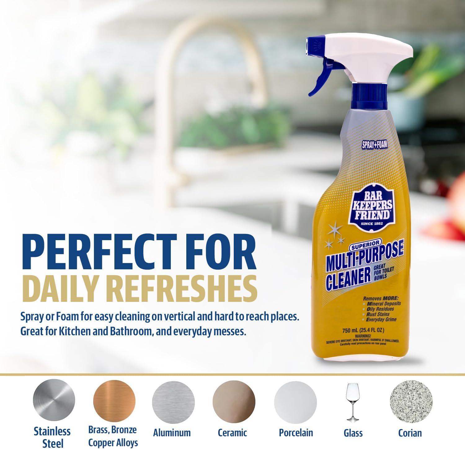 image:imageBar Keepers Friend Soft Cleanser 26 oz MORE Spray Foam 254 oz Multipurpose Cleaner Bundle Stain amp Rust Remover for Multi Surface Bathroom Kitchen amp Outdoor Cleaning26 oz Pack of 2