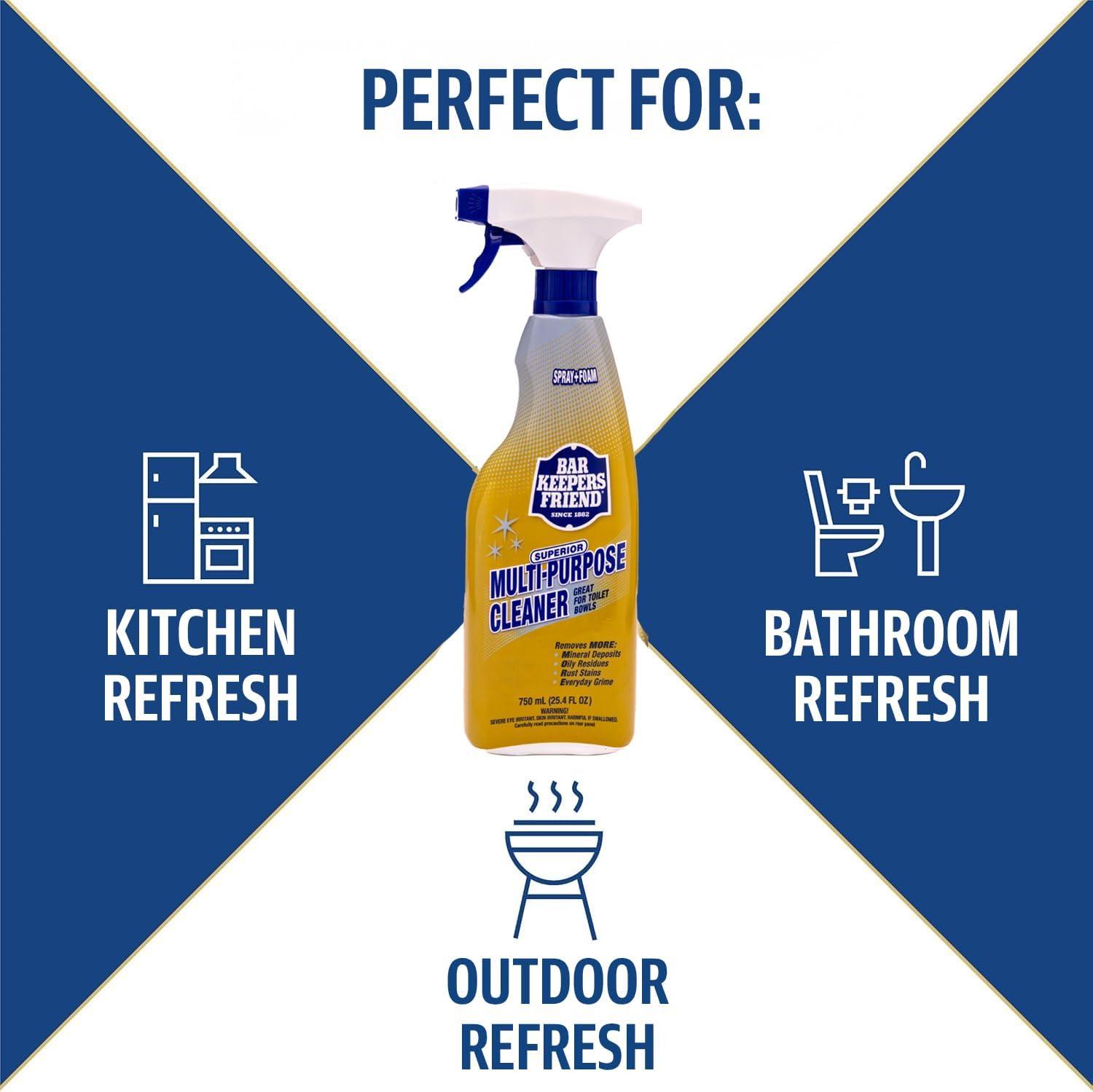 image:imageBar Keepers Friend Soft Cleanser 26 oz MORE Spray Foam 254 oz Multipurpose Cleaner Bundle Stain amp Rust Remover for Multi Surface Bathroom Kitchen amp Outdoor Cleaning26 oz Pack of 2