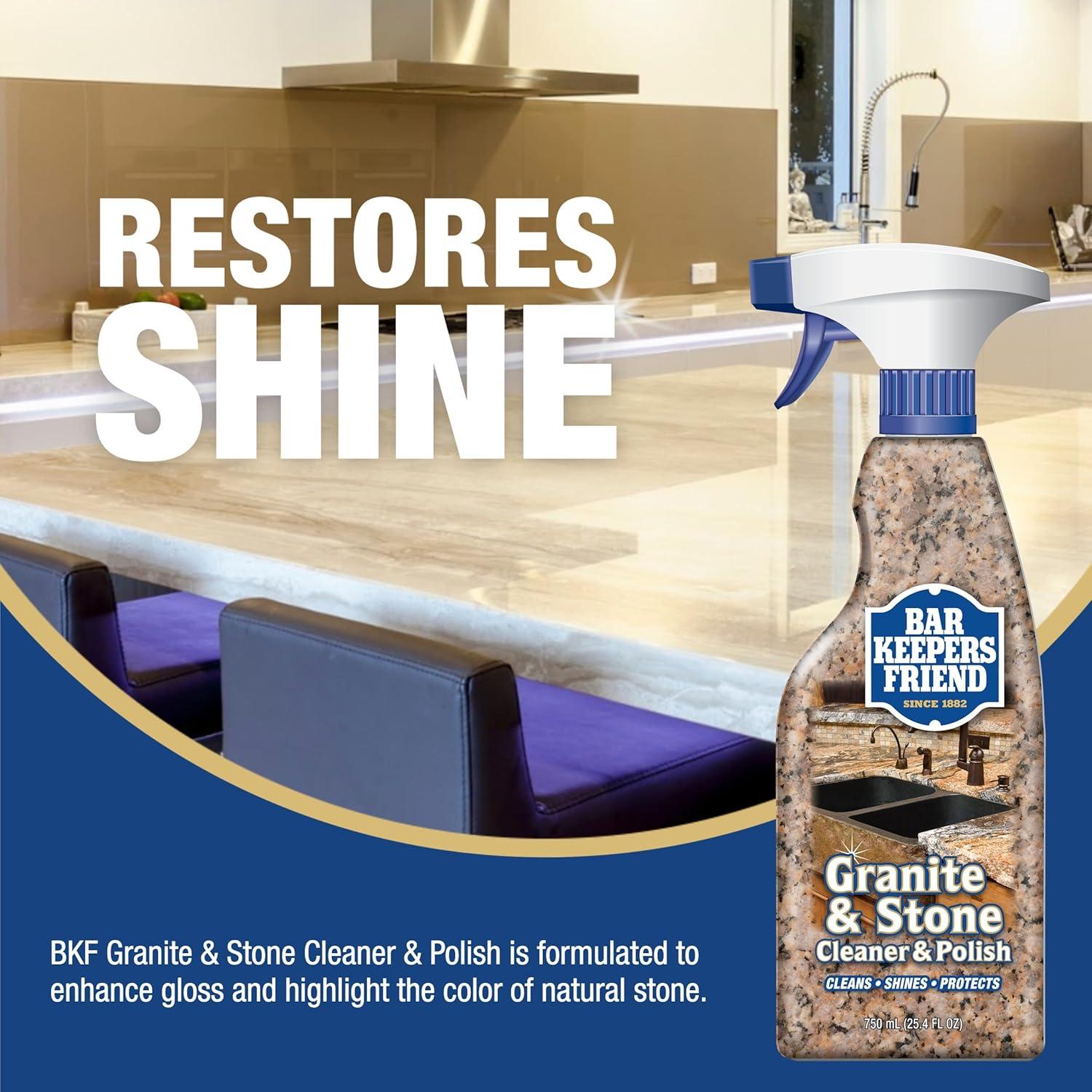 image:imageBar Keepers Friend Stone amp Granite Cleaner and Polish 254 oz Plus 1 Microfiber Cloth 2pc Cleaning Kit Multi Surface Cleaner for Use on Natural Manufactured amp Polished Stone CountertopsGranite Stone