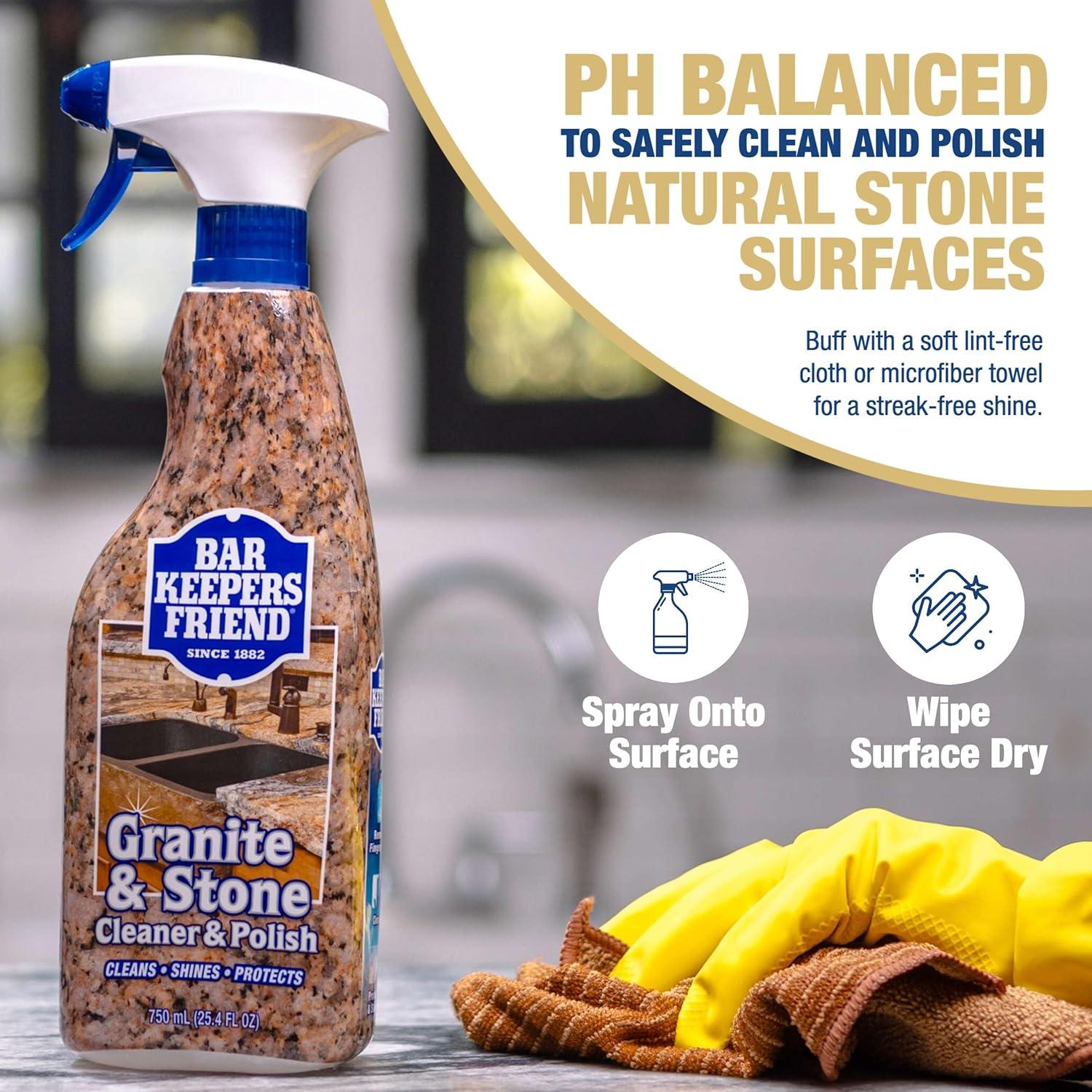 image:imageBar Keepers Friend Stone amp Granite Cleaner and Polish 254 oz Plus 1 Microfiber Cloth 2pc Cleaning Kit Multi Surface Cleaner for Use on Natural Manufactured amp Polished Stone CountertopsGranite Stone