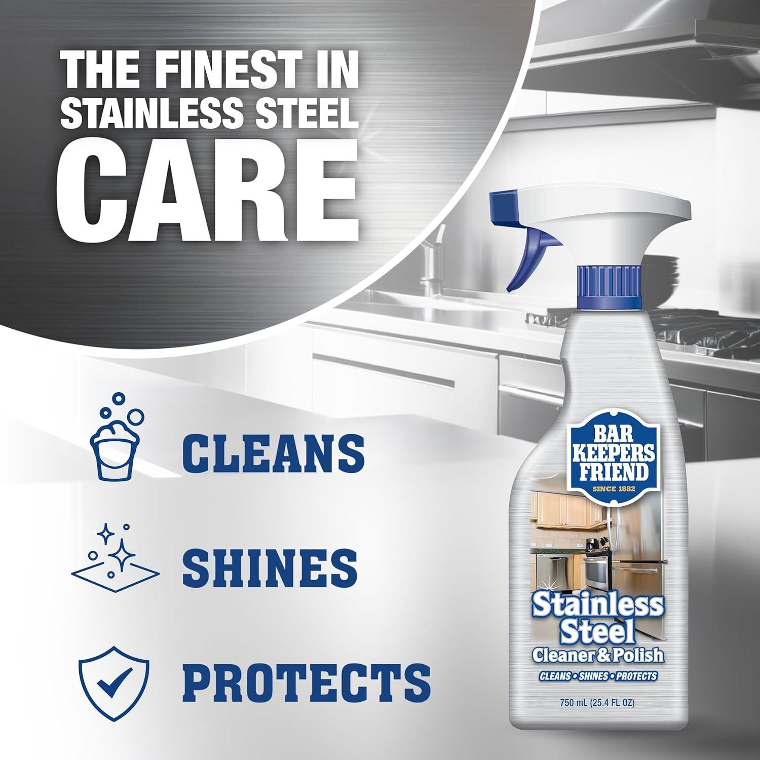 image:imageBar Keepers Friend Stone amp Granite Cleaner and Polish 254 oz Plus 1 Microfiber Cloth 2pc Cleaning Kit Multi Surface Cleaner for Use on Natural Manufactured amp Polished Stone CountertopsStainless Steel