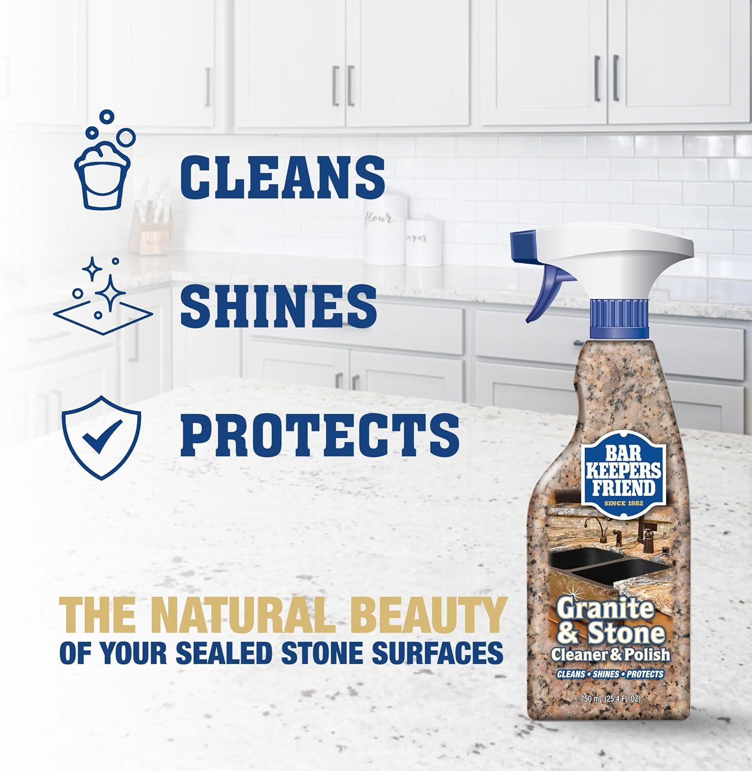 image:imageBar Keepers Friend Stone amp Granite Cleaner and Polish 254 oz Plus 1 Microfiber Cloth 2pc Cleaning Kit Multi Surface Cleaner for Use on Natural Manufactured amp Polished Stone CountertopsGranite Stone