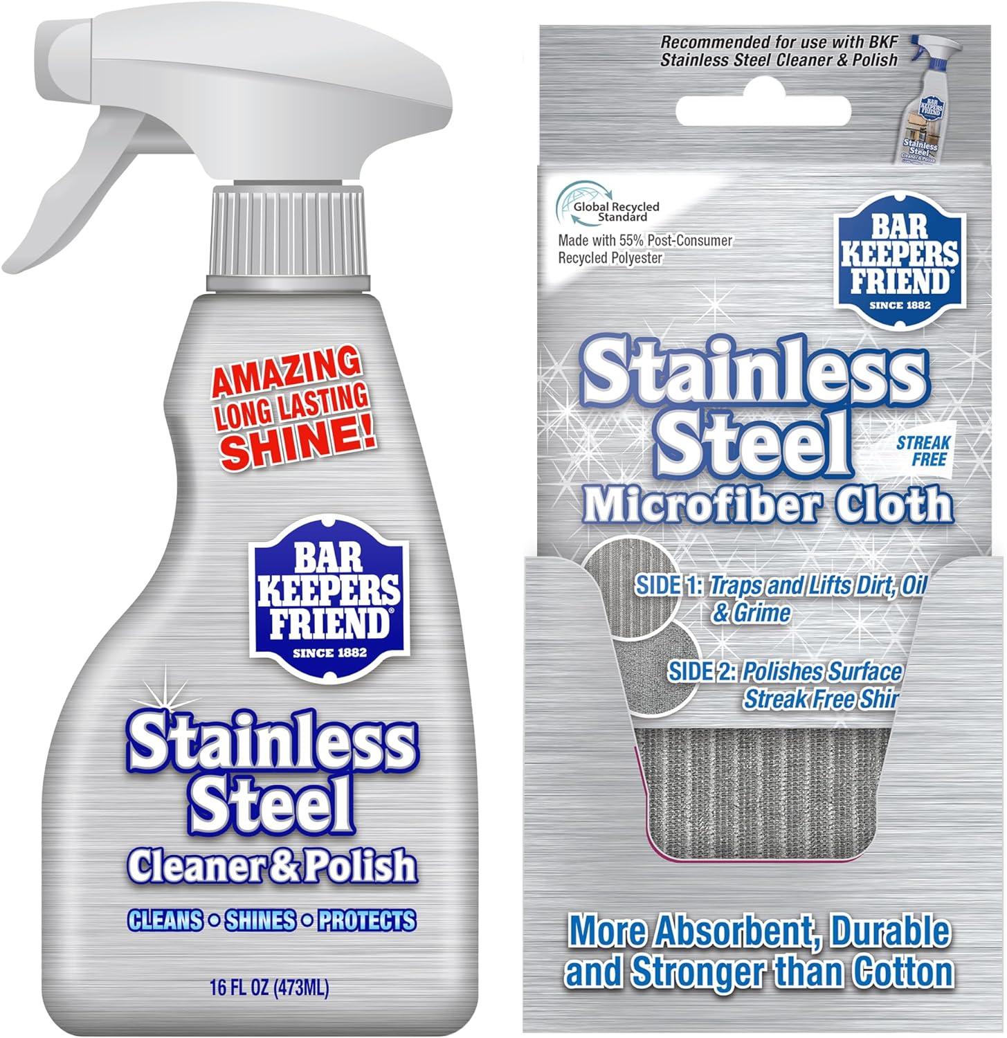image:imageBar Keepers Friend Stone amp Granite Cleaner and Polish 254 oz Plus 1 Microfiber Cloth 2pc Cleaning Kit Multi Surface Cleaner for Use on Natural Manufactured amp Polished Stone CountertopsStainless Steel