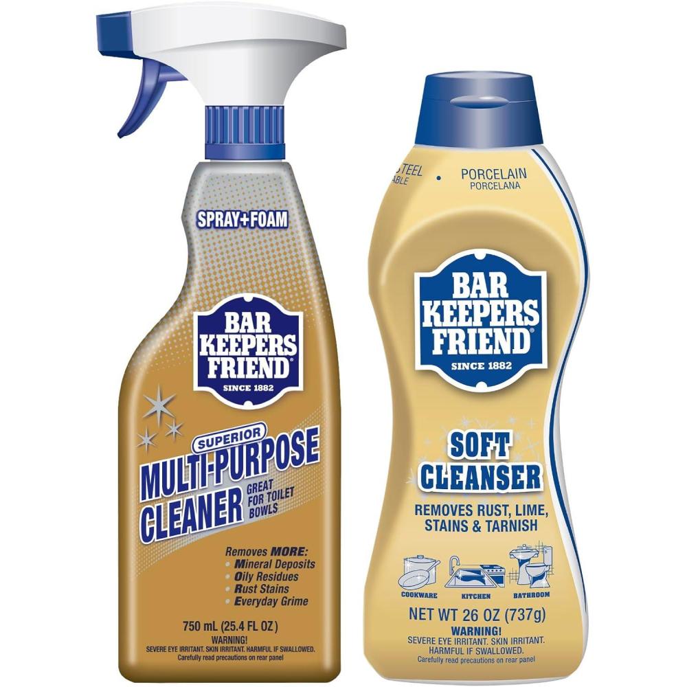 image:imageBar Keepers Friend Soft Cleanser 26 oz MORE Spray Foam 254 oz Multipurpose Cleaner Bundle Stain amp Rust Remover for Multi Surface Bathroom Kitchen amp Outdoor Cleaning26 oz Pack of 2