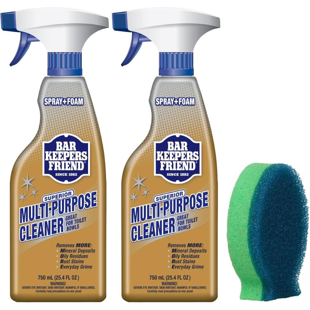image:imageBar Keepers Friend Spray Foam Multipurpose Cleaner 254 oz x 2 Surface Cleaner Removes Rust Stains Mineral Deposits Soap Scum Grime amp TarnishMore Spray Two Pack