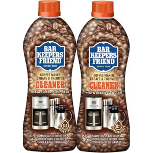 Bar Keepers Friend Coffee Maker Cleaner (2 x 12 oz) Removes Stains & Oily Residue from Espresso Machines, Carafes, Thermos, Drip Coffee Pots, Single-Cup Coffee Makers & More(2)