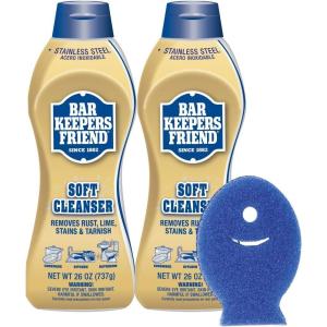 Bar Keepers Friend Soft Cleanser Liquid, 13 oz x 2, Multipurpose Surface Cleaner, Soap Scum & Grease from Stainless Steel & More(26 Ounce (Pack of 2))